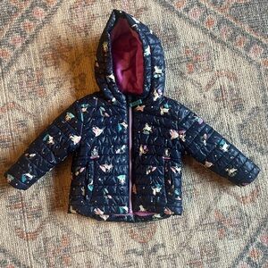Cat & Jack Pink and Navy Unicorn Puffer Jacket